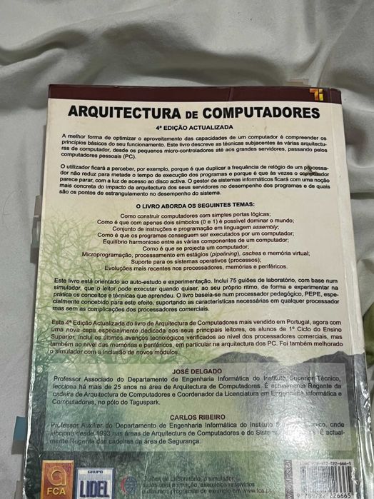 Livro Arquitectura de Computadores 4ªedição José Ribeiro - Carlos Delgado