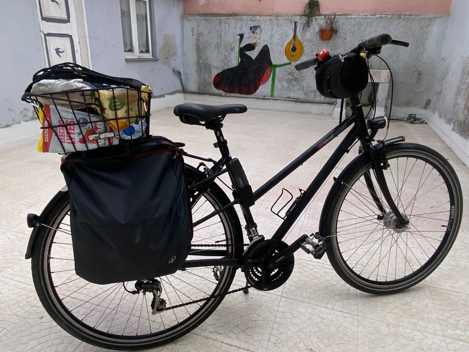 City and Touring Bike ready to ride with bags and basket