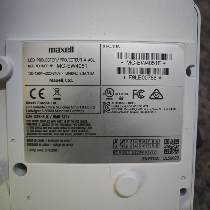 Projetor Maxell MC-EW4051 3LCD WXGA 4000 ANSI lúmens