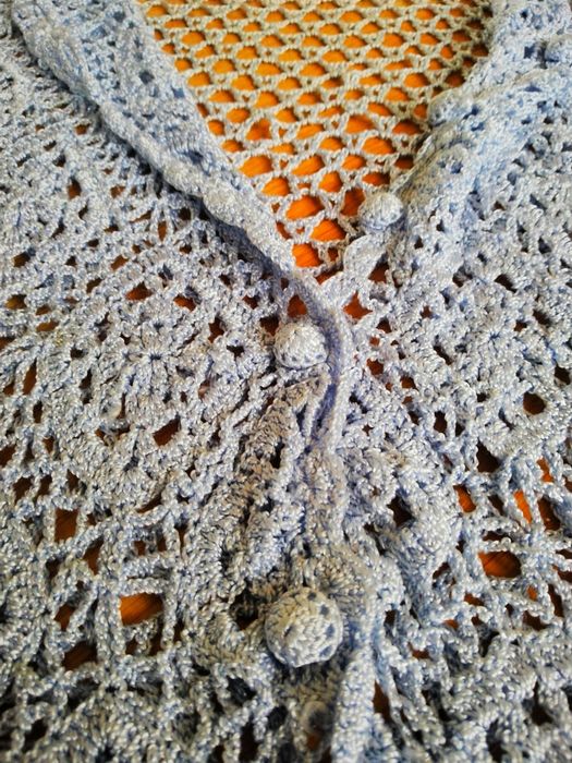 Zamienie/sprzedam Narzutka ażurowa szydelkowana błękitna