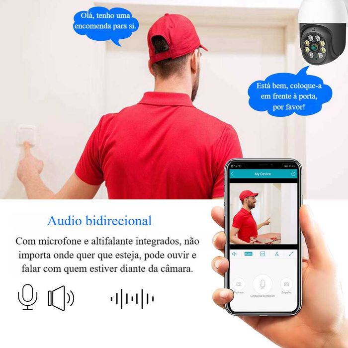 Câmara Vigilância Exterior / FullHD / WiFi / Visão Noturna a Cores