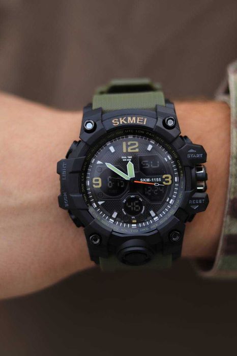 ПРОТИУДАРНИЙ наручний годинник SKMEI 1155 Тактичний ВОДОСТІЙКИЙ для активного відпочинку рибалки військових туризму чоловічий противоударний годинник
