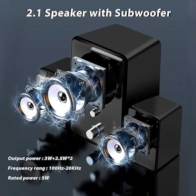 Głośniki komputerowe z subwooferem 3W + 2x 2,5W  AUX Jack 3,5 459