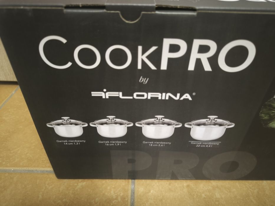 Zestaw garnków Florina CookPro, 8 elementów stal nierdzewna gaz/indukcja