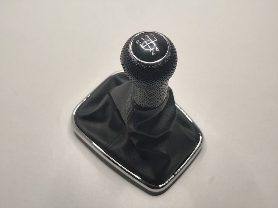 Manete Fole Mudanças VW Golf IV 4 Jetta MK4 Bora Moca Alavanca Caixa Velocidades Punho 5v 6v Coifa Pega Forro Couro Aro Cromado Novo