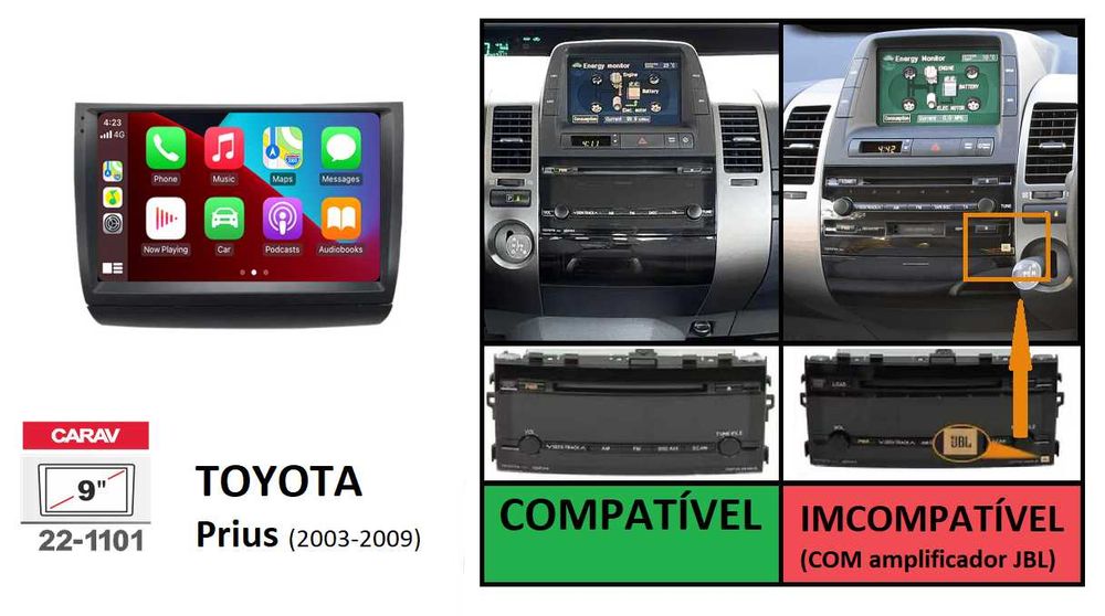 (NOVO) Rádio 2DIN 9" Toyota PRIUS (2003 até 2016) • Android [4+64GB]