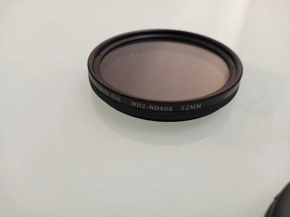 Filtro ND 2-400, polarizador 52mm, cartão Xd e outros