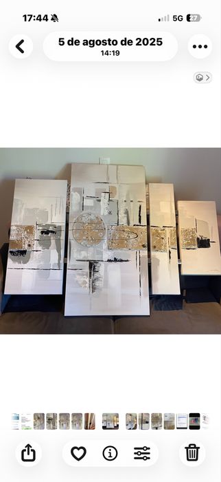 Telas abstratas- conjunto de 4- pintadas em relevo