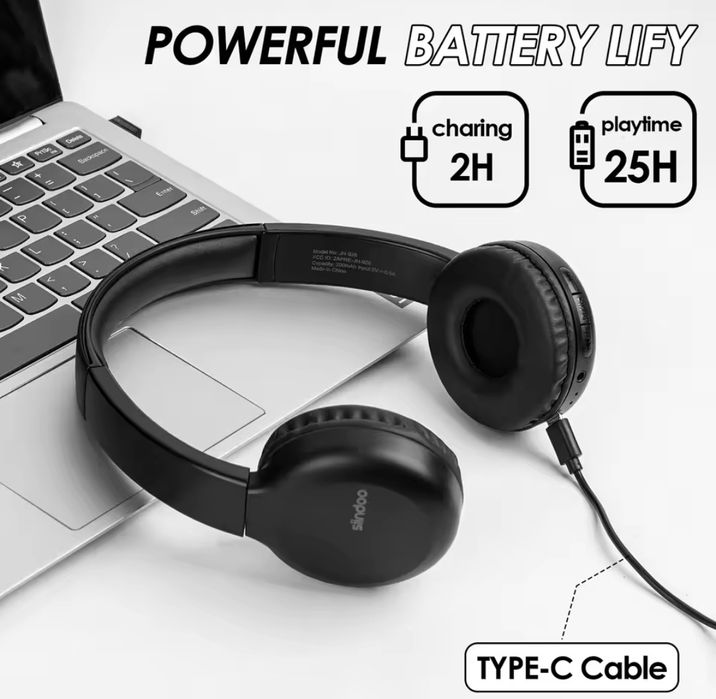 Наушники Siindoo JH 928 Bluetooth 5.3 40mm Black New