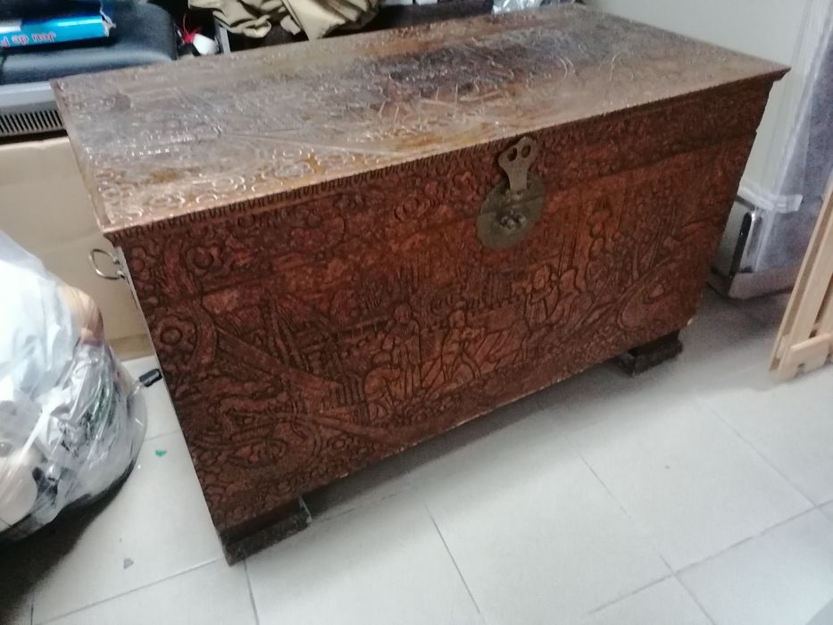 Ancient chest with engravings