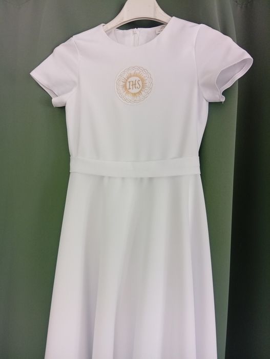 Sukienka komunijna z futrzanym bolerkiem