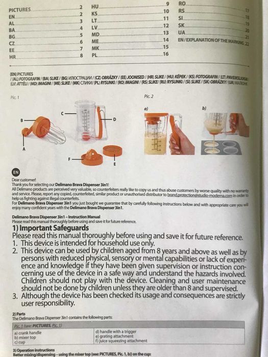 Ручний міксер - блендер - діспесер Delimano Brava Dispencer , 3 в 1 .