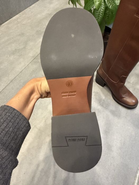 Kozaki Miu Miu brązowe