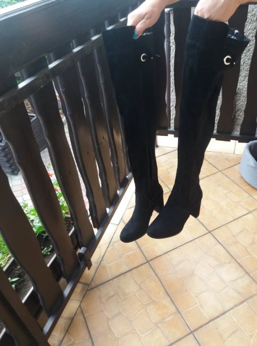 Kozaki czarne długie zamszowe r 41