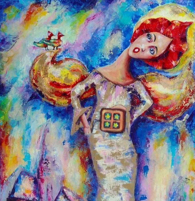 piękny obraz olejny, Anioł