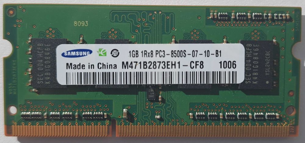 Б/В Оперативна памʼять для ноутбука SODIMM DDR3 Samsung 1Gb 1066MHz