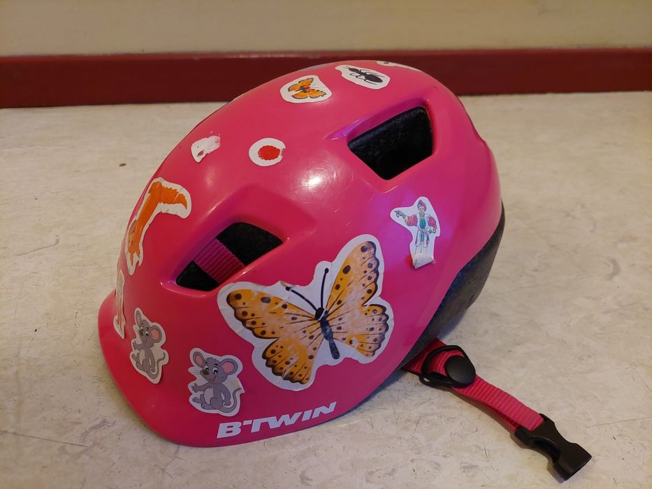 Kask rowerowy dziecięcy B'Twin 44-49 cm różowy