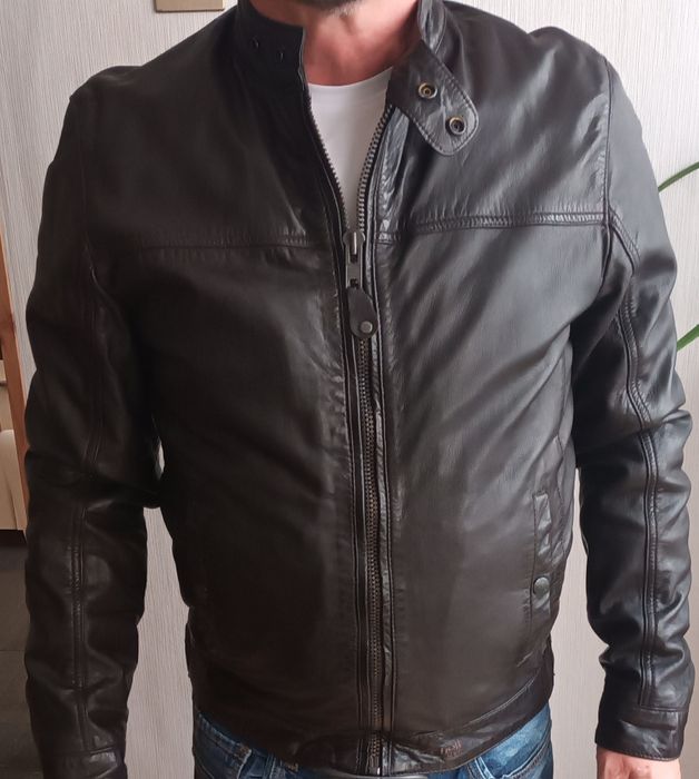 Kurtka skórzana Schott bardzo ciemny brąz