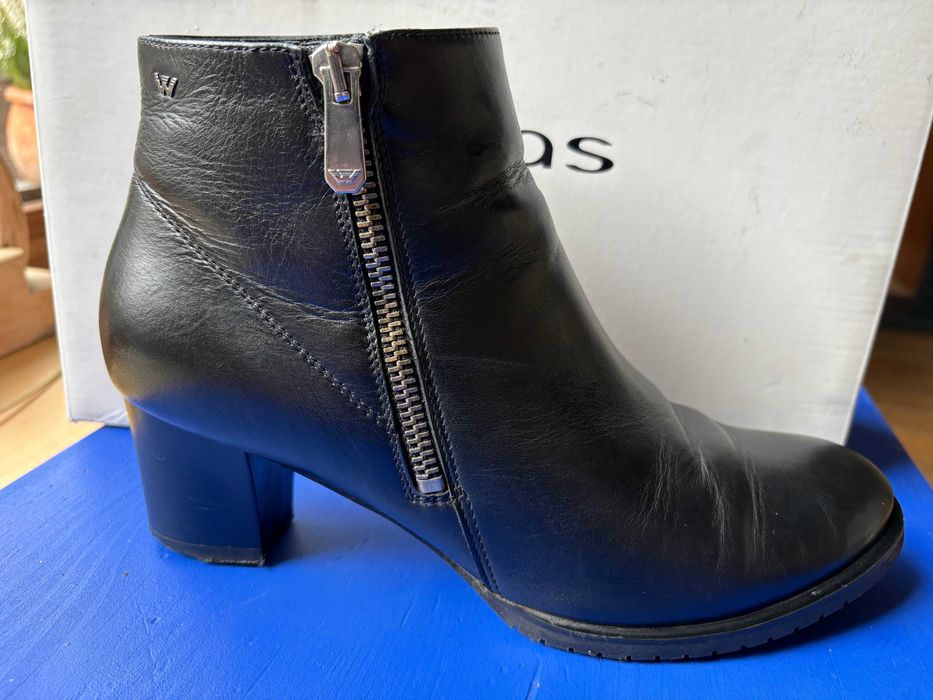 Botki skórzane damskie WOJAS rozm.38 czarne