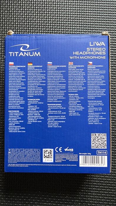 Słuchawki Titanum Th114 Liwa z Mikrofonem  Czarne