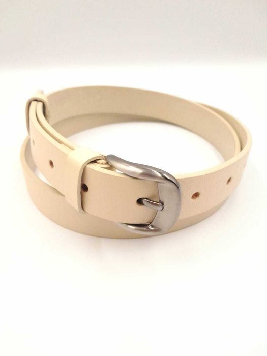 Pasek skórzany damski beżowy szerokość 2.5