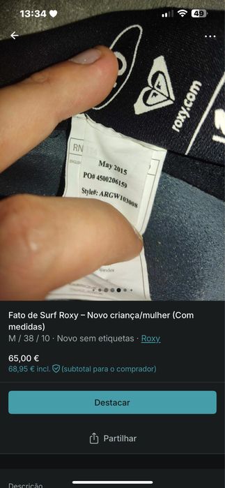 Fato de Surf Roxy – Novo criança/mulher (Ver Fotos para Detalhes)