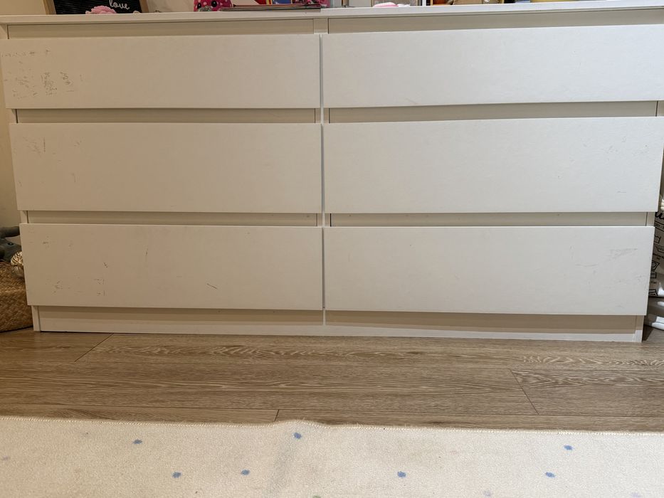 Cómoda MALM c/6 gavetas, branco, 140x43x68 cm