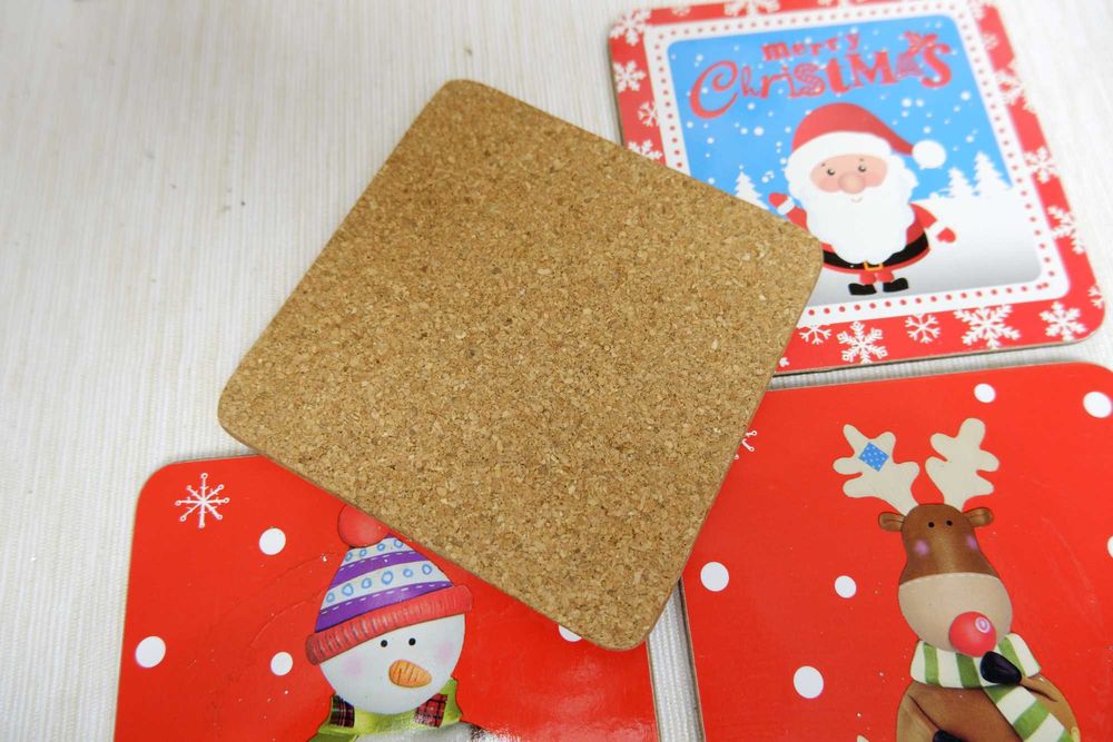 Набор 4 шт деревянные Подставки новогодние под чашку декор под горячее