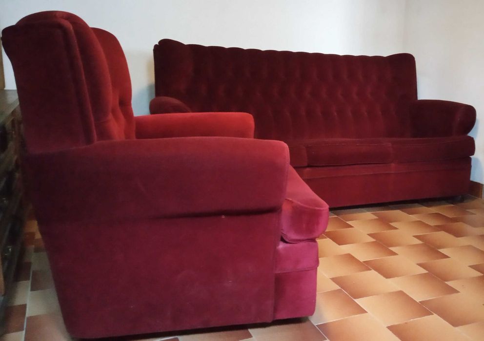 Conjunto Sofás Vintage Veludo