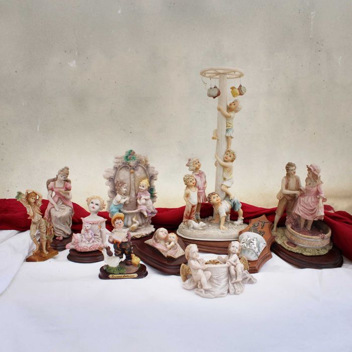 Figuras decorativas vintage em resina — lote de 10 peças