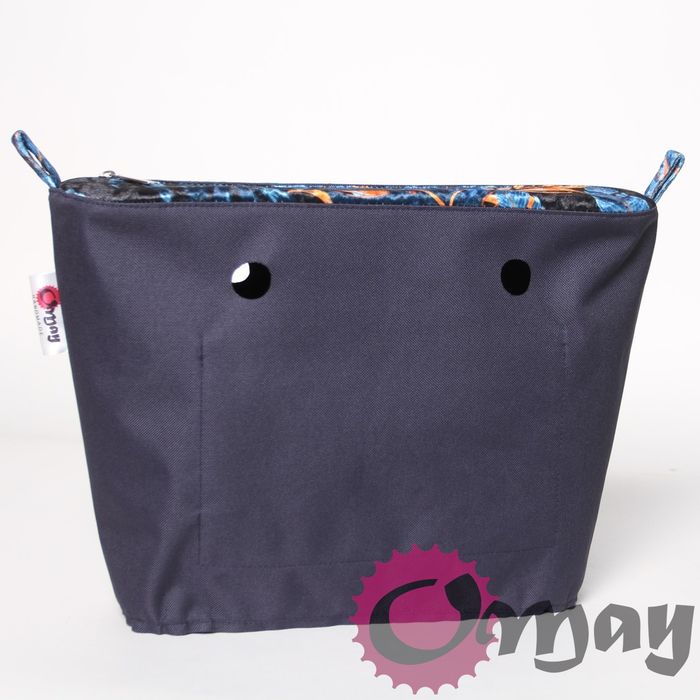 Granatowy organizer do OBAG STANDARD welur liście niebieskie OMAY