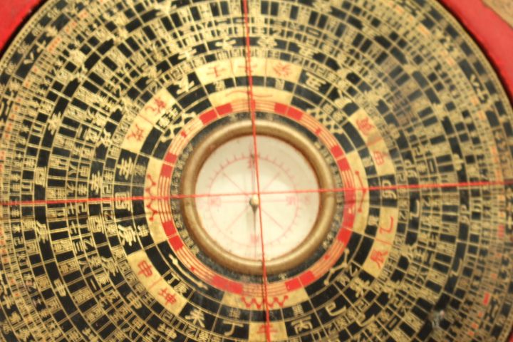 Antiga Bússola Náutica Chinesa em Caixa decoração Dragão e Fénix