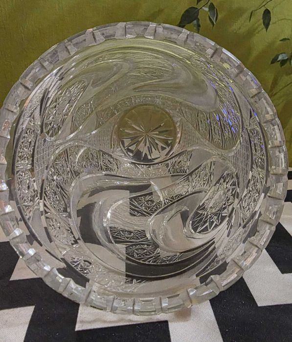 Piękny Puchar, wazon ze szkła kryształowego, vinted PRL