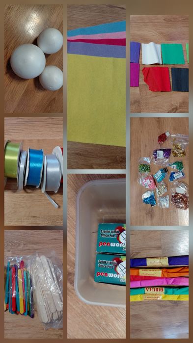 Zestaw do prac plastycznych kreatywnych patyczki druciki diy cekiny ws