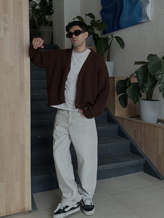 Чоловічі бежеві baggy джинси широкого крою