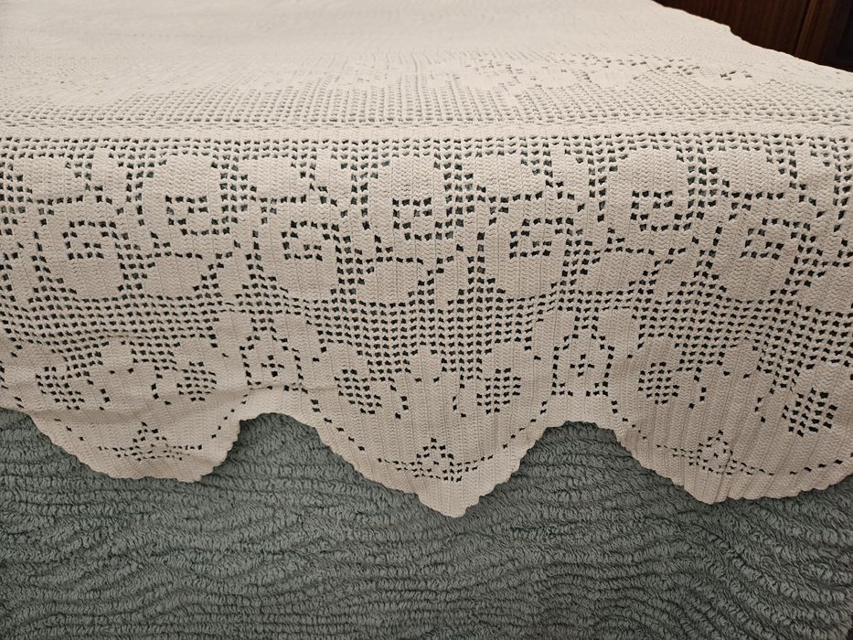 Coberta de renda feita à mão-Cama de casal