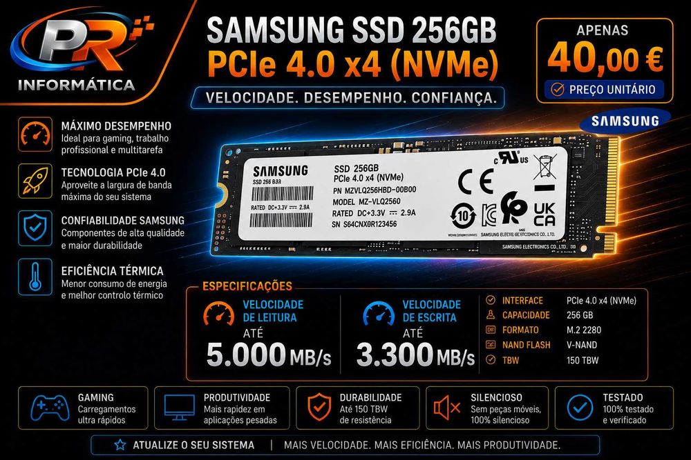 Samsung SSD 256 GB PCIe 4.0 x4 (NVMe)