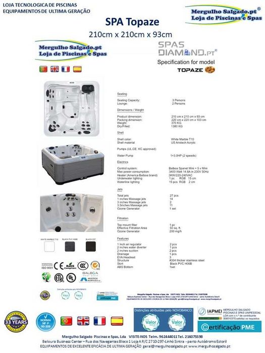 New Spa Topaze, Marca: Spas Diamond.pt (dim: 210 x 210 x 93cm)