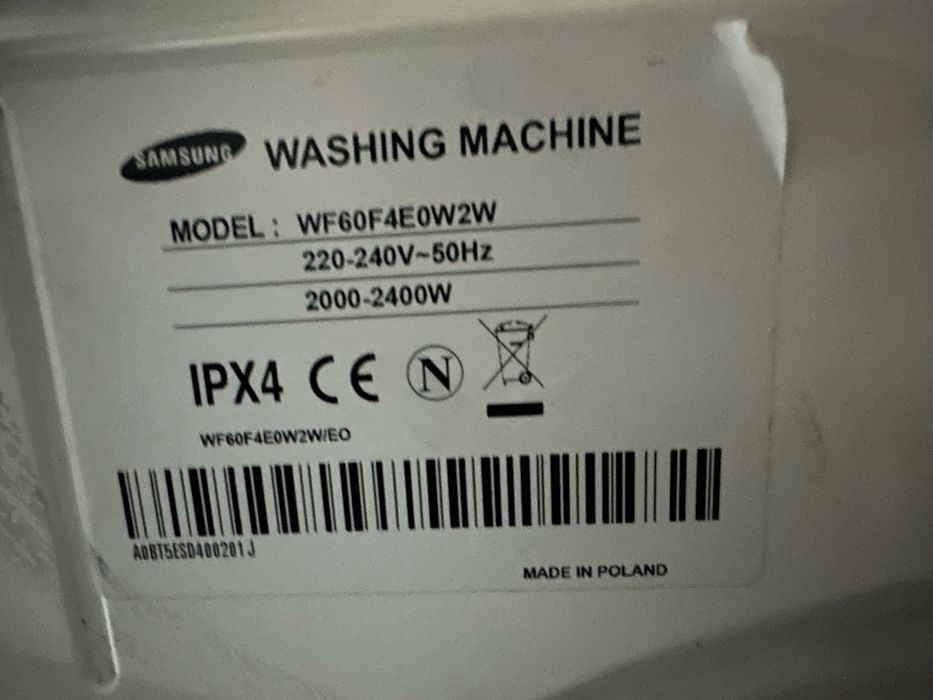 Czesci do pralki samsung model: WF60F4E0W2W