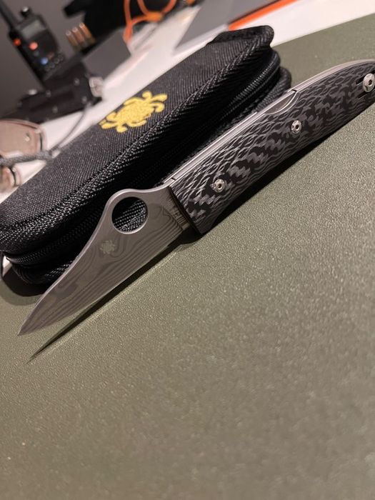 Spyderco SpyOpera Sprint Run Carbon Fiber, Damasteel Thor, damast