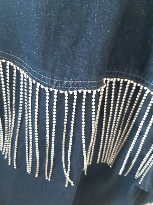 Kurtka Zara xxl frędzle biżuteryjne jeans denim kurteczka Premium kata
