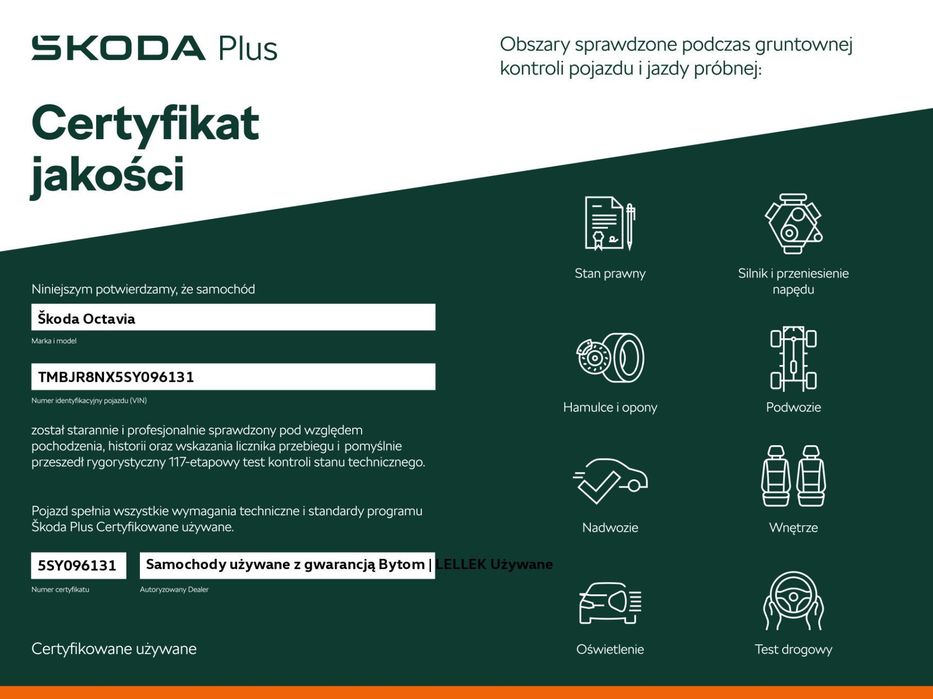 Skoda Octavia z polskiego salonu. Faktura VAT 23%