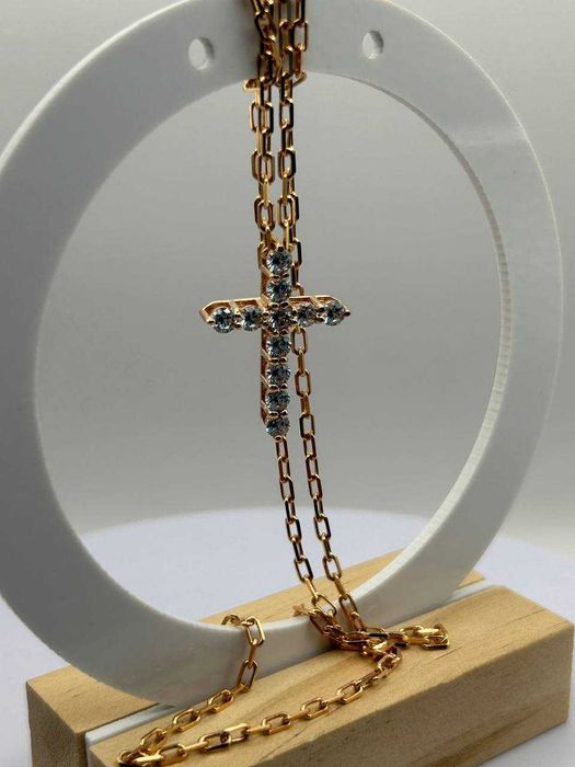 Золотий ланцюжок з хрестиком, вага 6,65 грам, артикул 35