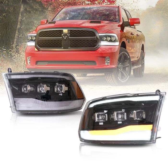 Reflektory lampy LED Matrix Dodge Ram 1500 czarne wersja europejska
