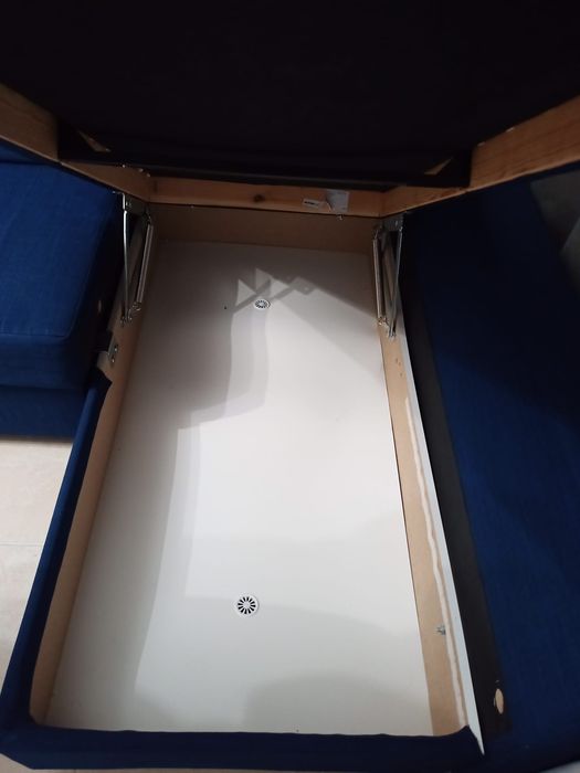 Sofá-cama, três lugares, azul, IKEA