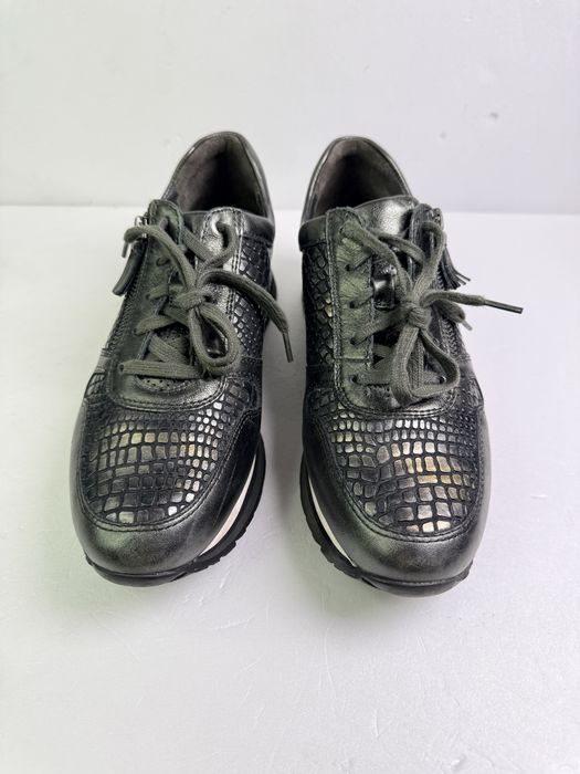 Sneakersy skórzane zielone Gabor r.40 styl casual komfortowe