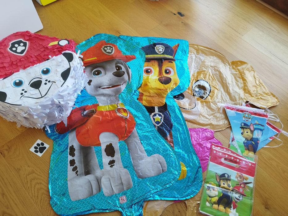 Zestaw urodzinowy Psi Patrol balony girlanda torebki piniata