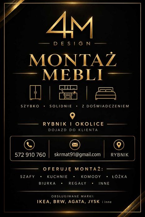 Montaż Mebli kuchennych, pokojowych, łazienkowych