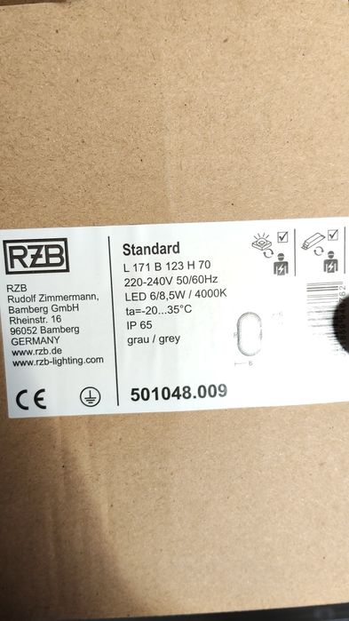 Lampa sufitowa ścienna LED RZB 501048.009 IP65 hermetyczna do garażu