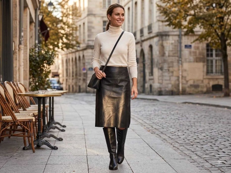 Шкіряна спідниця міді Scooter leather (100% натуральна шкіра), 40 / l